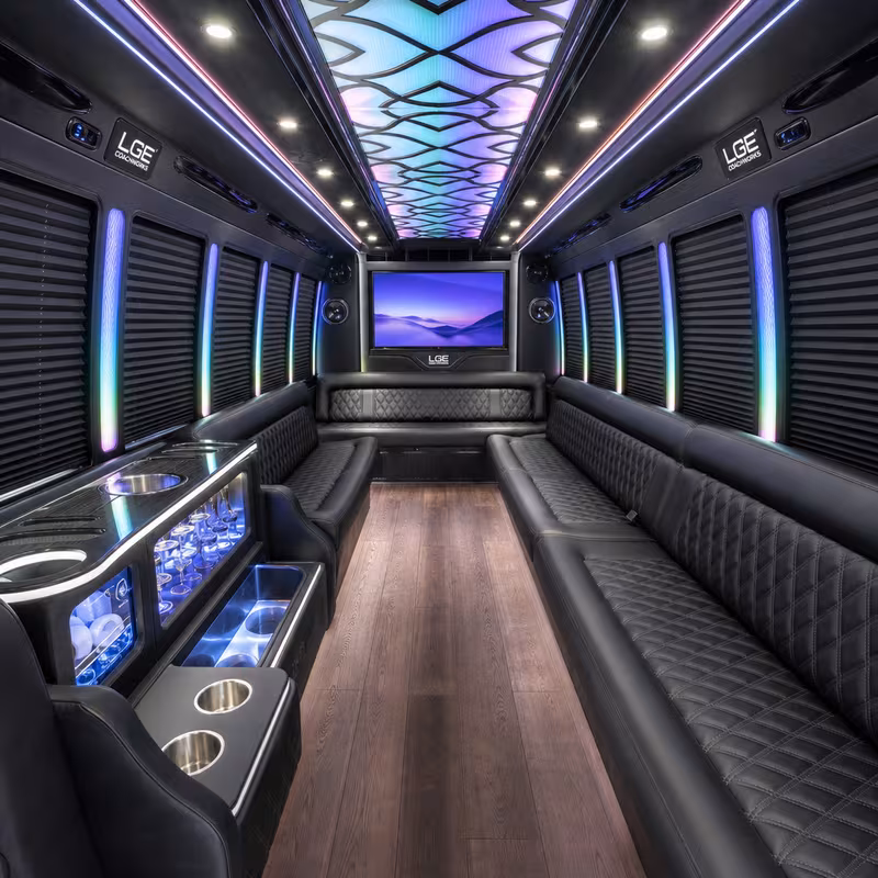 15 Passenger Party Bus Interior