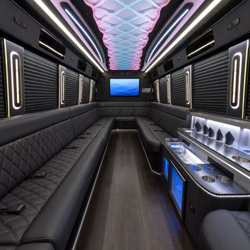 15 Passenger Party Bus Interior