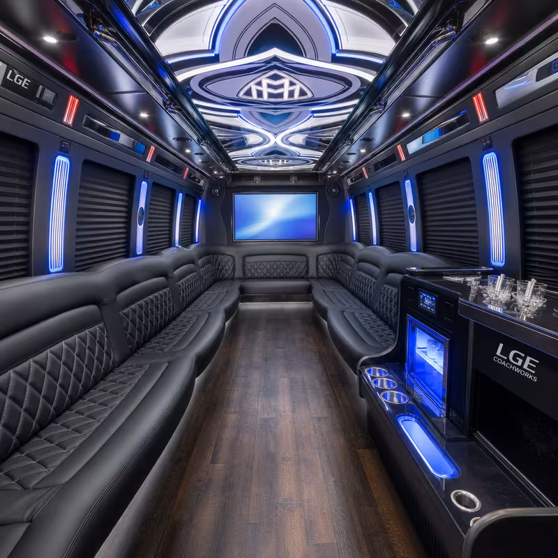 18 Passenger Party Bus Interior