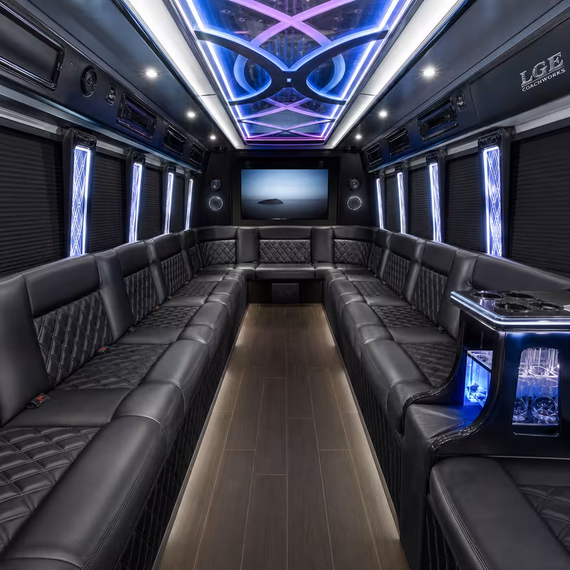 20 Passenger Party Bus Interior
