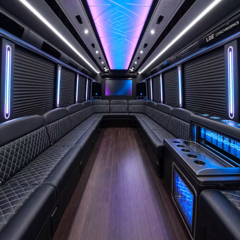 25 Passenger Party Bus Interior