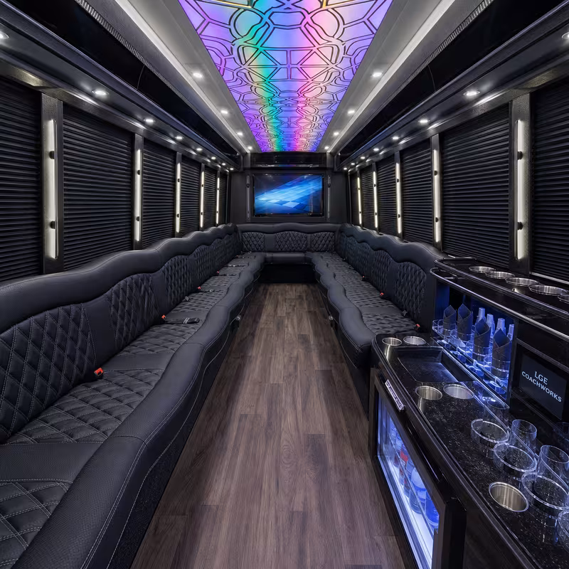 28 Passenger Party Bus Interior