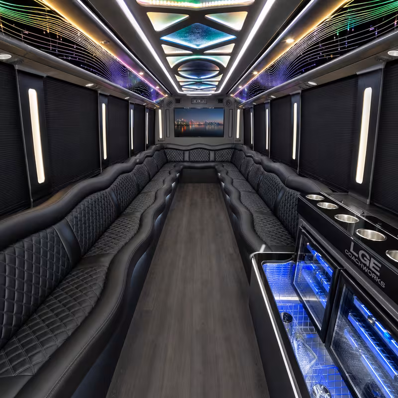 28 Passenger Party Bus Interior