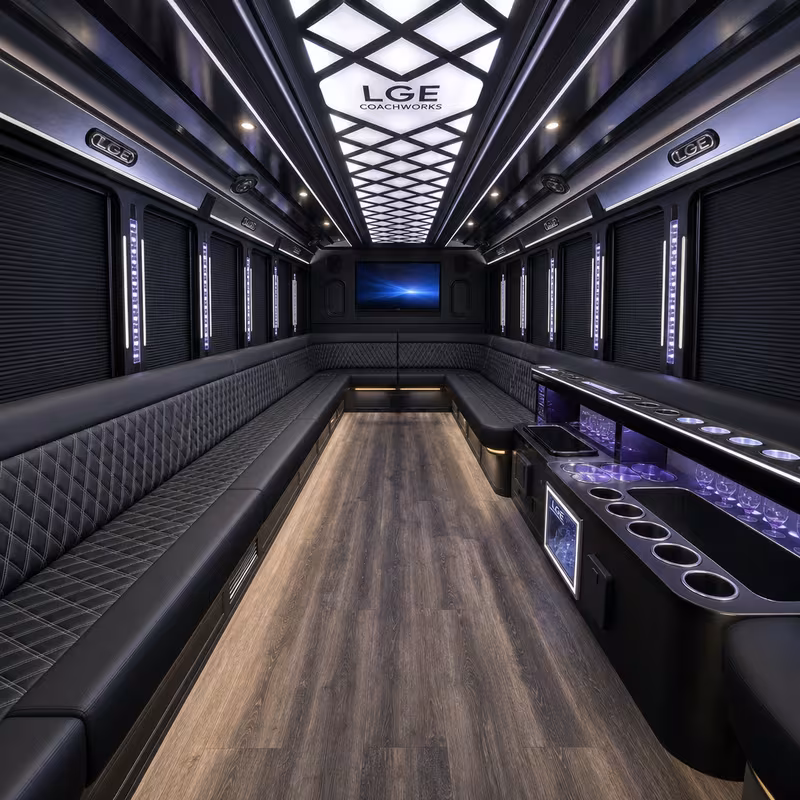 40 Passenger Party Bus Interior