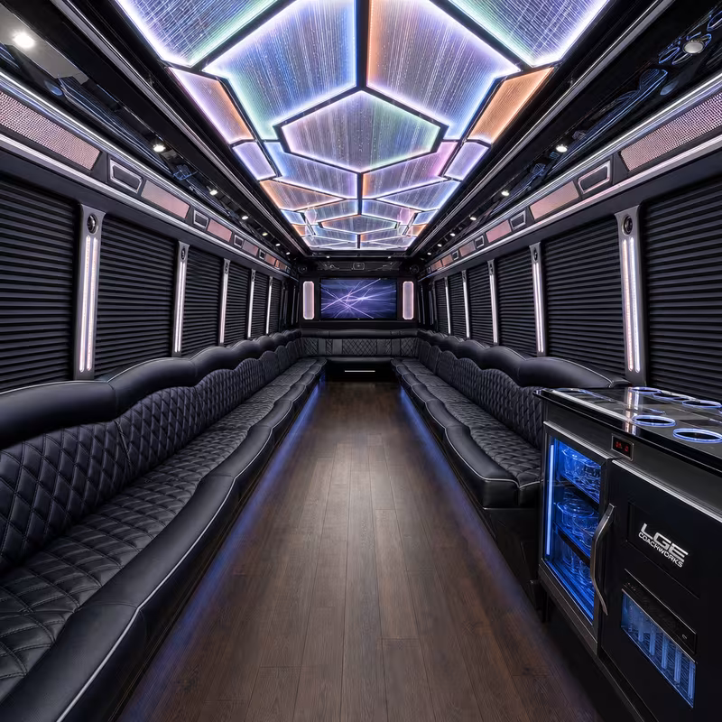 50 Passenger Party Bus Interior