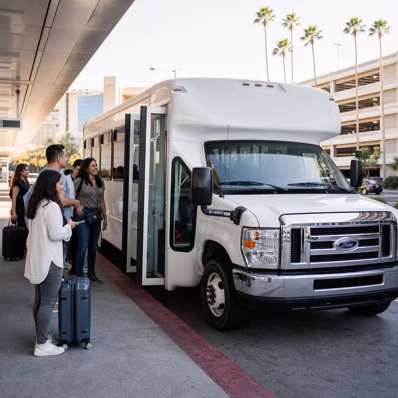 Black Mercedes Sprinter van staged for an Las Vegas Airport Transportation group