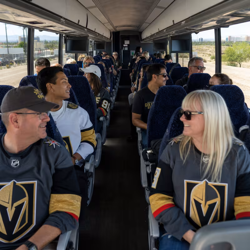 Passenger seating aboard a Las Vegas party bus rental