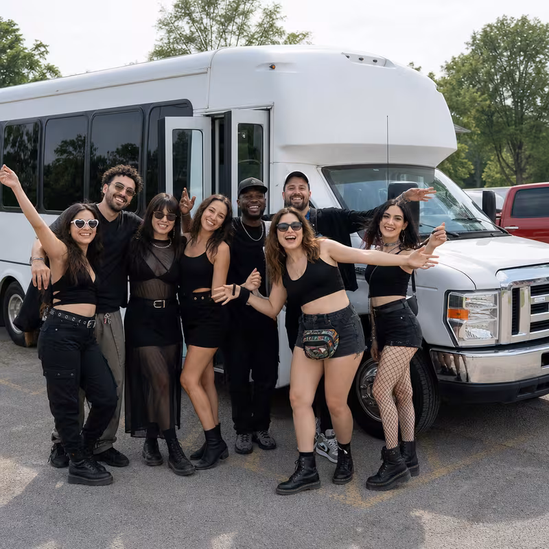 Black Mercedes Sprinter van staged for an Las Vegas Concert Transportation group