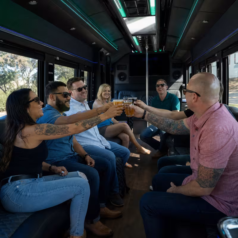 Black Mercedes Sprinter van staged for an Las Vegas Winery & Brewery Tour Transportation group